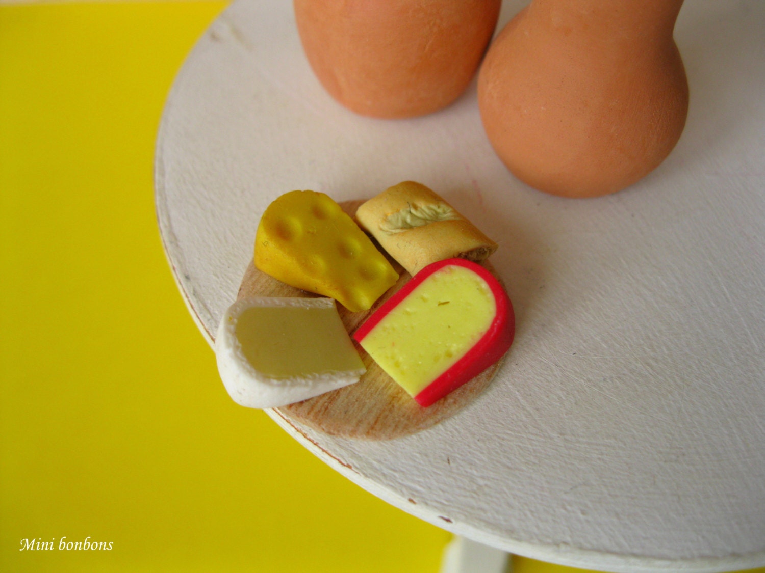 Selection of cheese in a board - 1:12 scale dollhouse miniature