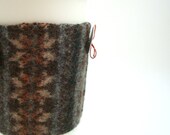 Coffee Cozy NORDIC BROWN Felted Sweater Wool Coffee Cosy / Coffee Sleeve / Coffee Sweater