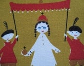 Emperor's clothes 2. Near mint Jangaard of Denmark cocktail napkin, mcm, collectible textile, fairy tale. Excellent condition.