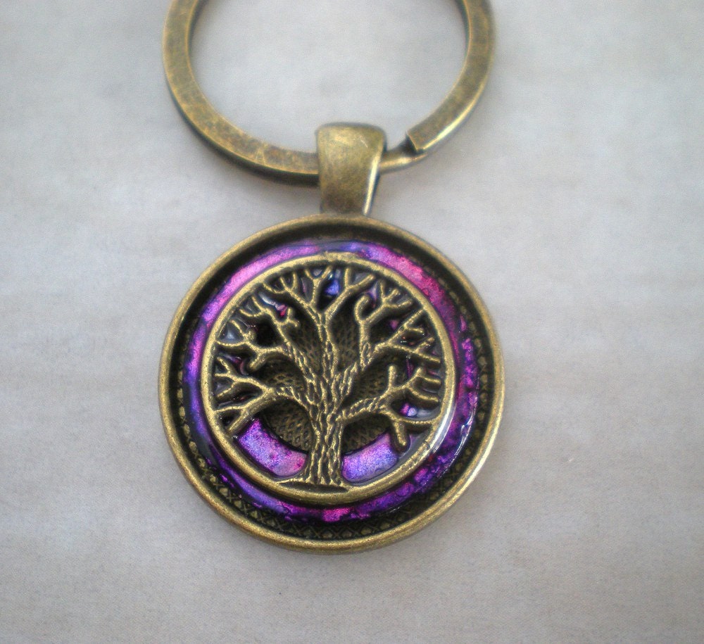 Tree of Life Keychain: Amethyst - Men's Key Ring - Men's Keychain - Tree Keychain - Celtic Keychain - New Age Keychain - Father's Day