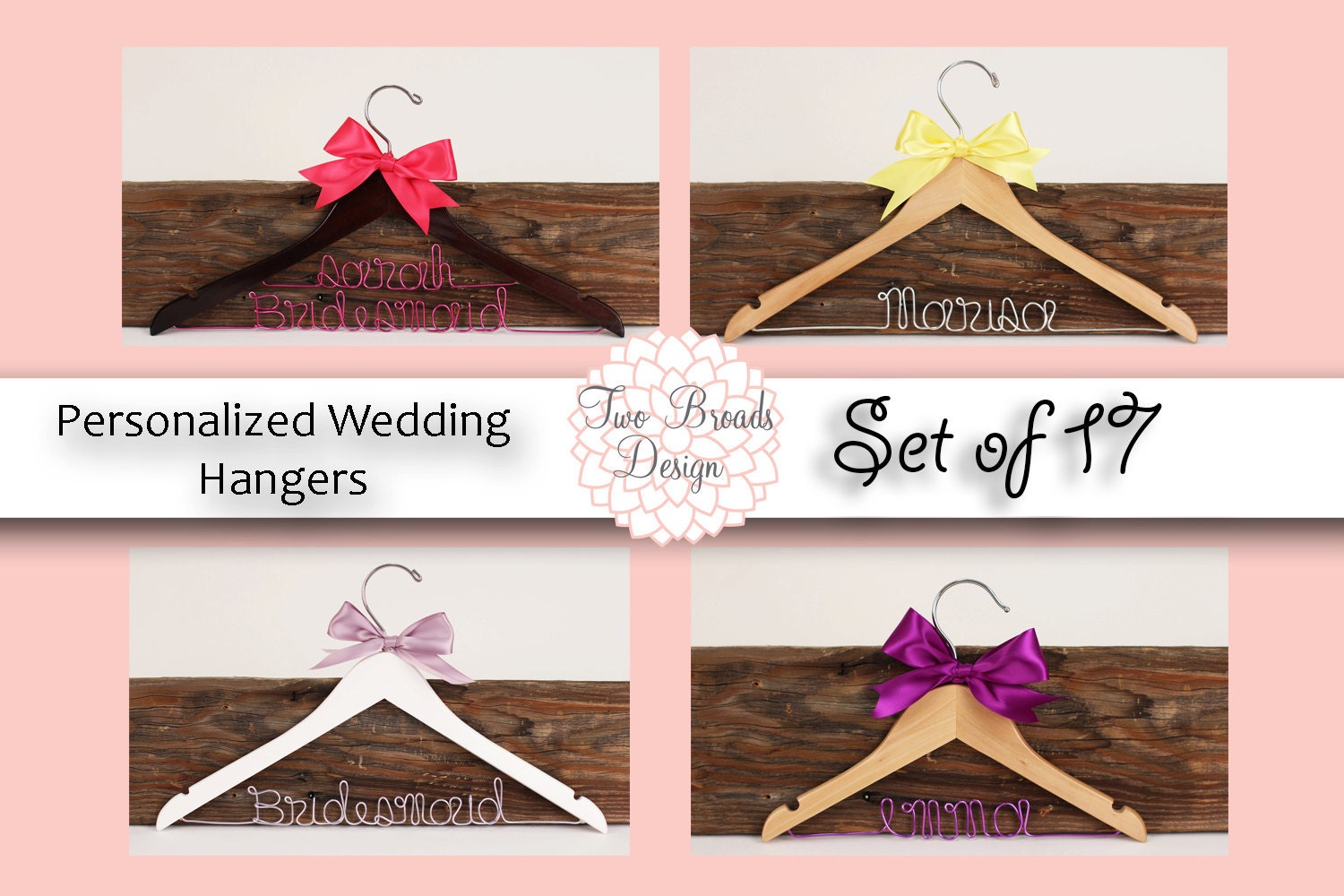 15% off Set of 17 Personalized Custom Bridal Hanger, Brides Hanger, Bride, Name Hanger, Wedding Hanger, Personalized Bridal Gift