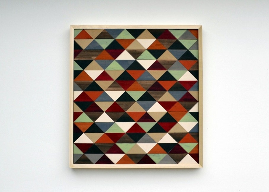 Rustic Wood Wall Art - Triangles Wood Art - Wood Sculpture Wall Installation