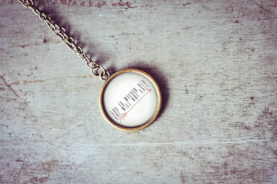 God is within her  25 mm antique bronze pendant