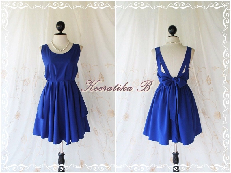 A Party V Shape - Prom Party Cocktail Bridesmaid Dinner Wedding Night Dress Deep Dark Royal Blue Sweet Gorgeous Glamorous Dress