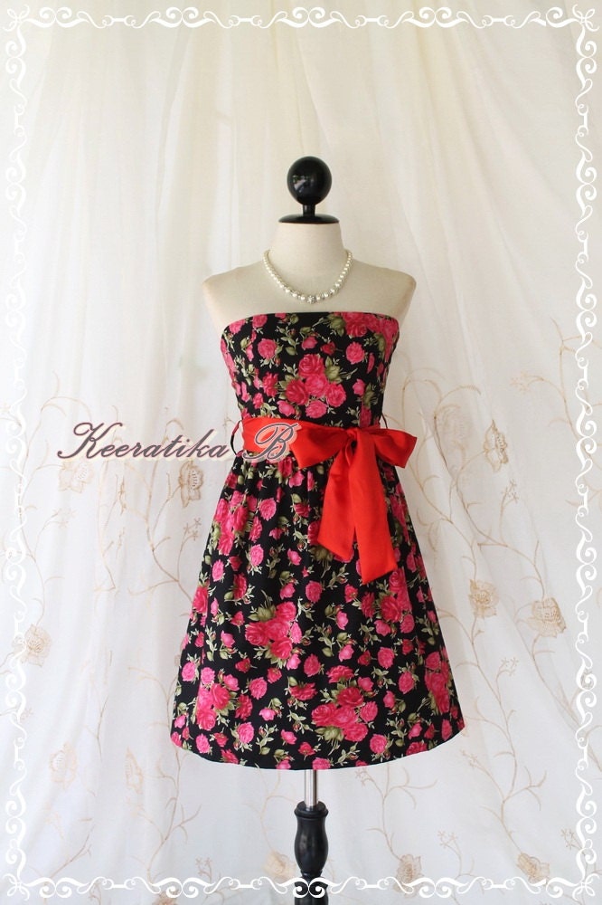 Mind - Sweet Cutie Floral Strapless Dress Spring Summer Sundress Party Bridesmaid Prom Wedding Dress