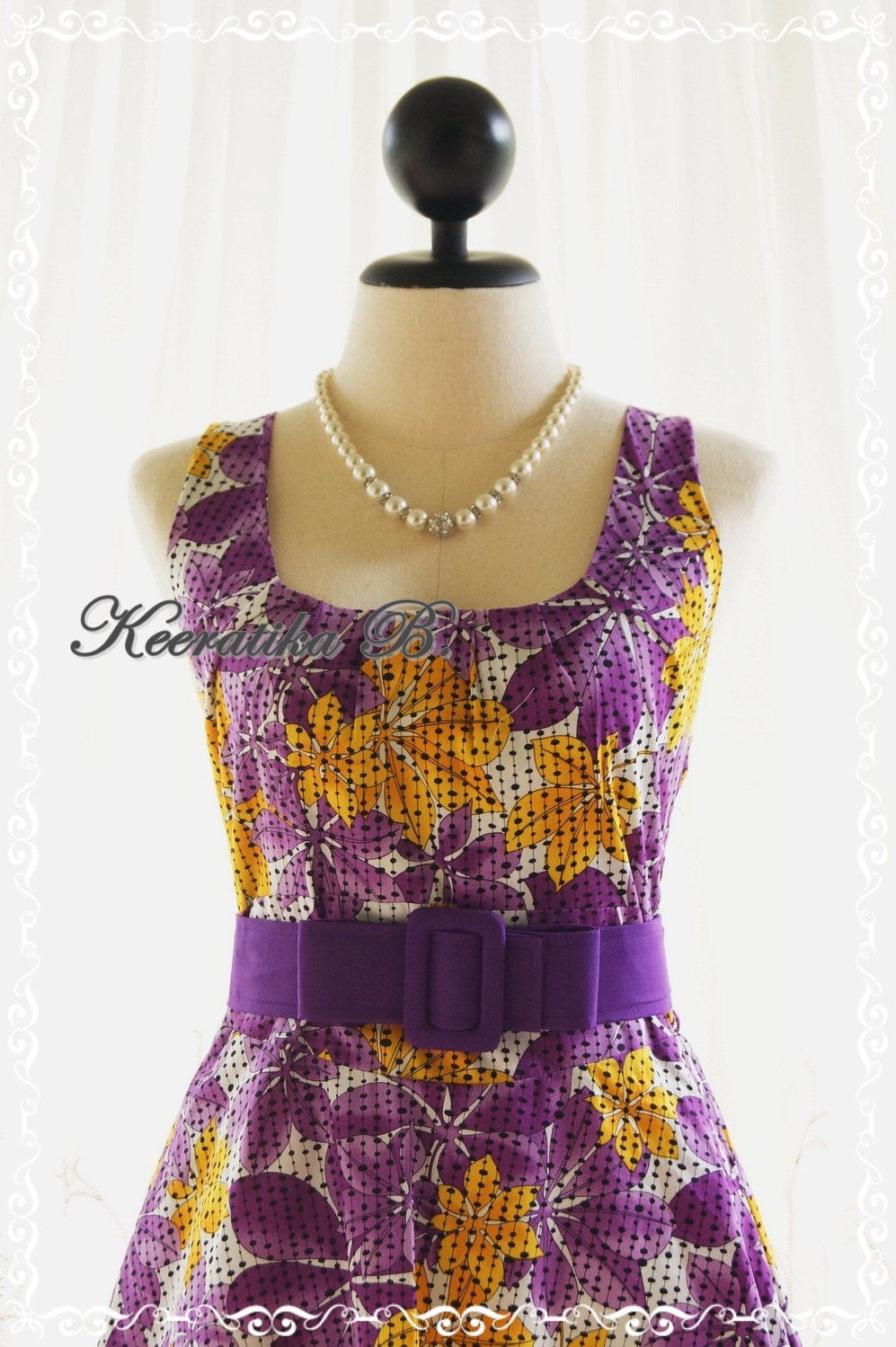 Sound Of Summer - Purple And Yellow Floral Dress Bridesmaid Party Dinner Spring Summer Tea Dress Casual Dress Style