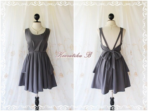 A Party - V Shape Style - Prom Party Cocktail Bridesmaid Dinner Wedding Night Dress Dark Charcoal Gray Sweet Gorgeous Glamorous Dress
