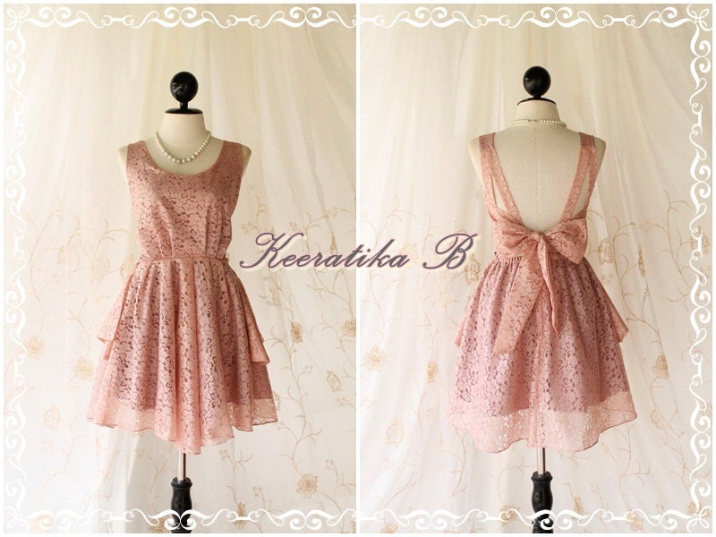 A Party - Cocktail Prom Party Dinner Wedding Bridesmaid Night Dress Pink Nude Color Backless Dress