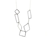 Handmade Jewelry. Sterling Silver Oxidized Wire Squares Necklace. Urban Chic Jewelry