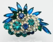 Vintage Juliana Brooch Blue and Blue Green