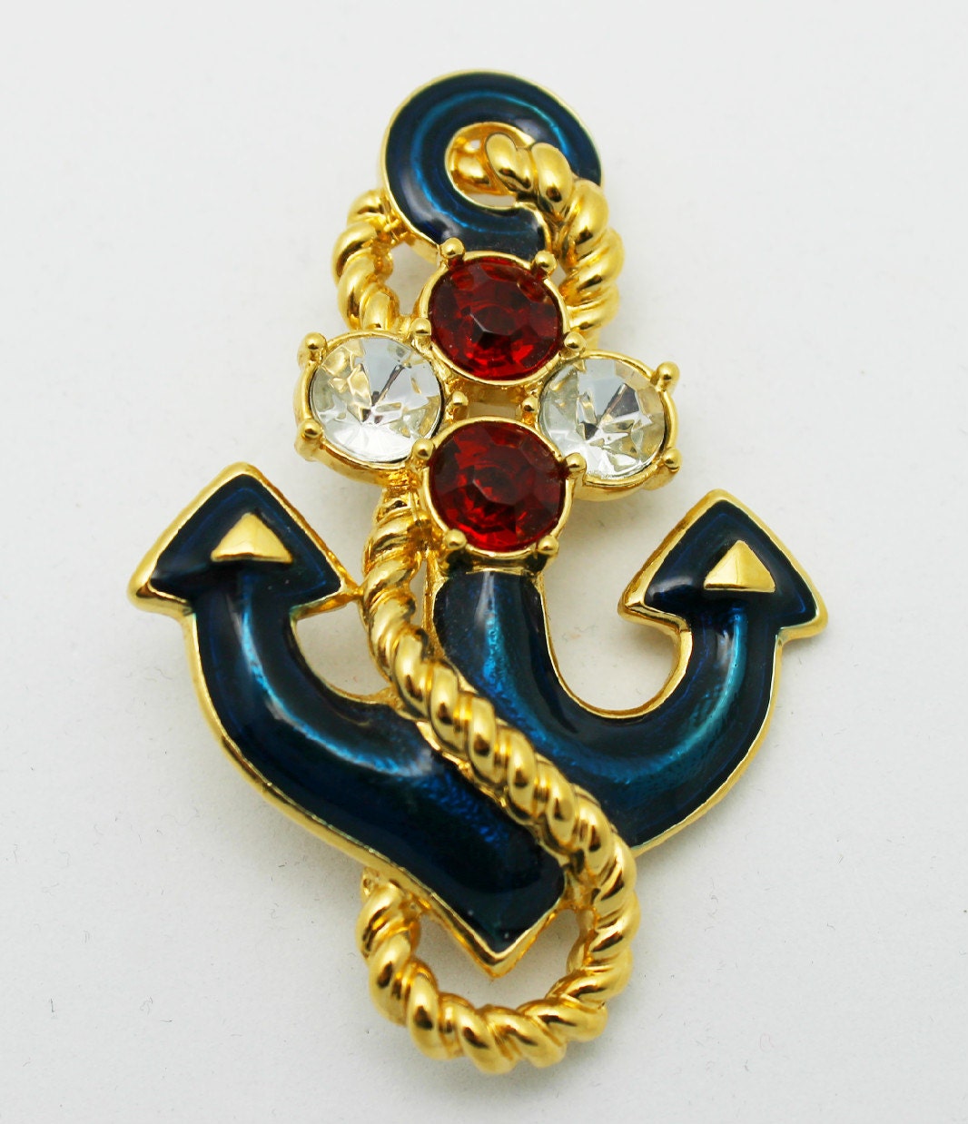 Anchors Away Vintage Trifari Brooch Blue
