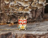 Cloisonne Enamel figural Owl Necklace