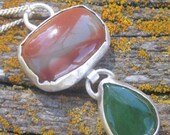 Spring Savings Sale Sundance Style Jade Jasper and Sterling Silver "Gnarled Oak "metalsmithed pendant TAGT