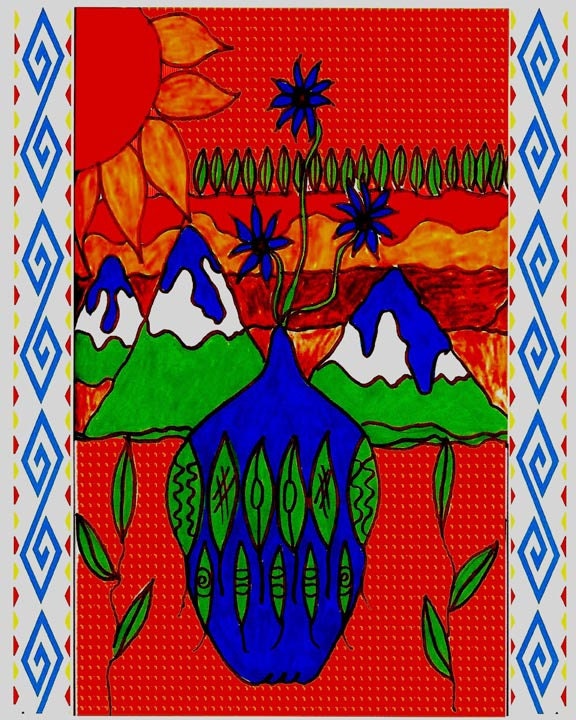 southwestern painting, southwest painting, BLUE AND RED Desert, desert painting, desert wall art, desert wall decor,