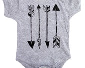 Arrows - Heather Gray Baby Bodysuit - Gray Baby Shirt with Black Arrows - Children's Clothing -  8 colors available