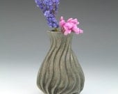 Carved grey porcelain bud vase