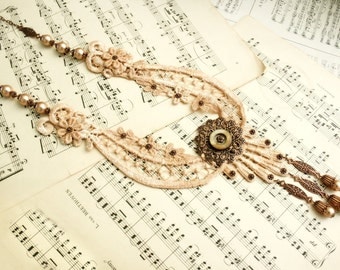 lace necklace - statement necklace -JOSEPHINE- vintage blush