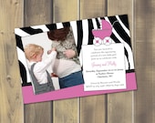 Pink and Zebra Baby Shower Invite - Printable