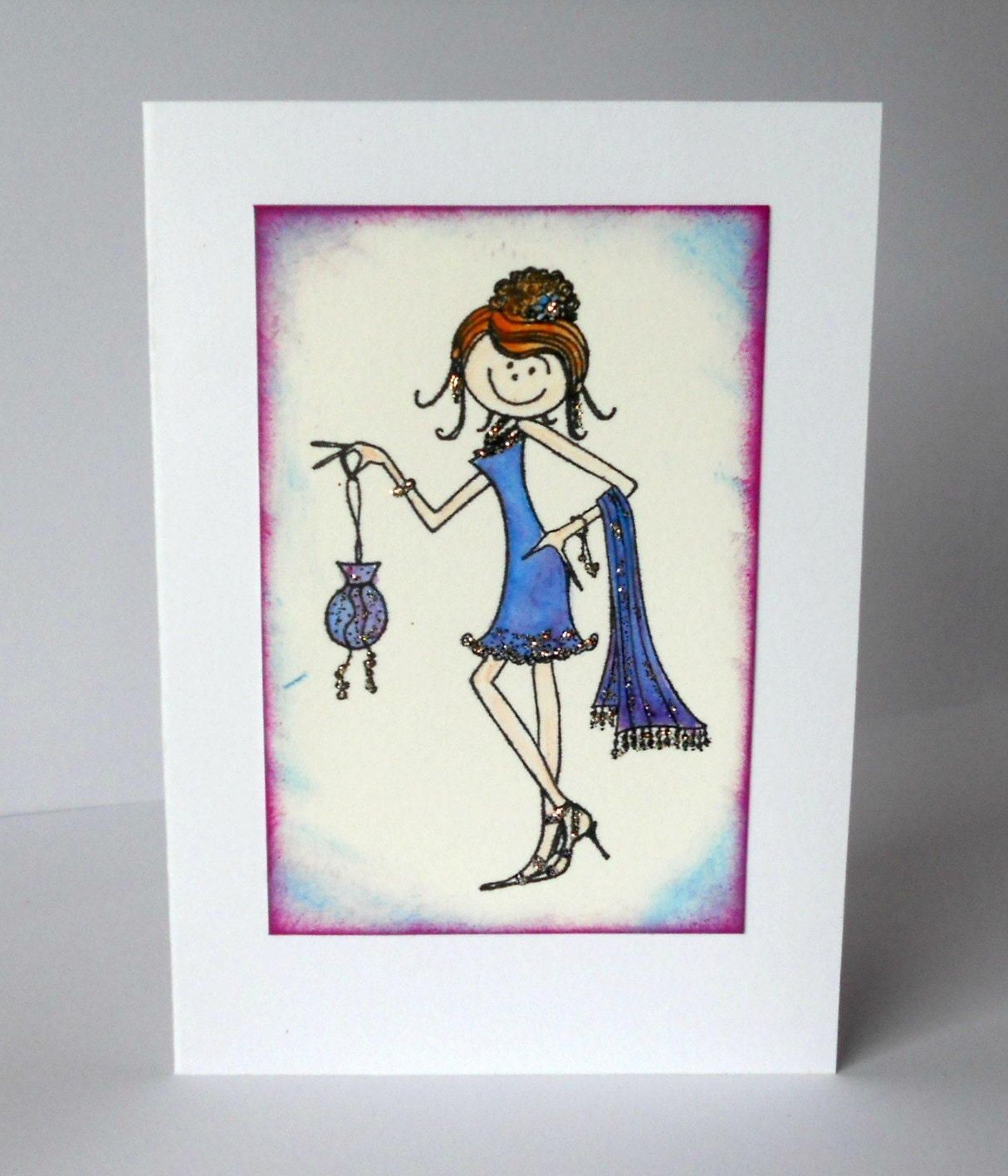 Blue Light The Night  It's Party Time Greetings Card