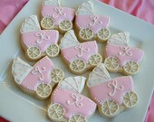 Baby Shower Cookies - 2 dozen baby stroller cookies - Baby carriage cookie Favors - Personalized cookies
