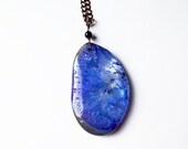 blue agate necklace - big statement cobalt blue agate necklace