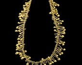 Dancing 22k Solid Gold Drops On 18k Chain Necklace, Delicate & Uniqe, Exclusive Design, Fine Jewelry, Handmade, Bridel Jewelry.