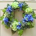 Spring Wreaths, Hydrandeas, Spring Decorations, Blue Wreath, Etsy Wreaths, Spring Hydrangeas, Wreath Pair