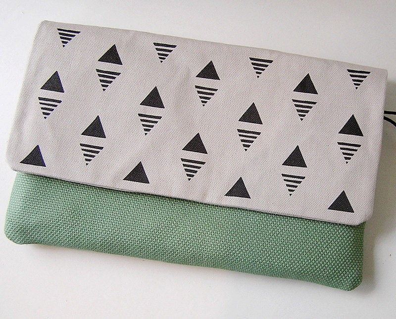 Hand screen printed cotton Clutch