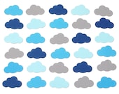 100 Mixed Blue Cloud punch die cut scrapbook embellishments - No135