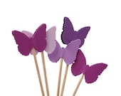24 Classic Purple Butterfly Party Picks, Cupcake Toppers, Food Picks, Toothpicks - No499