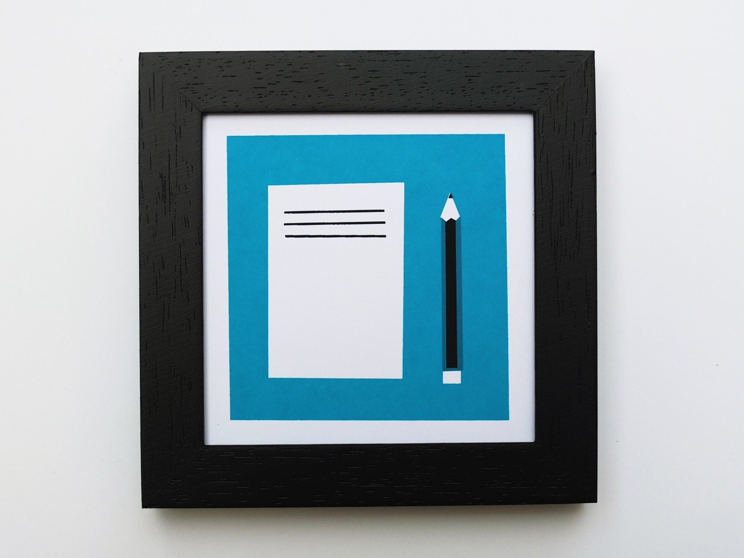 Framed Screen Print, Writing Pad, 9x9 cm