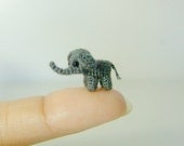 0.4 inch gray baby elephant - extreme micro crochet elephant - tiny amigurumi miniature stuffed animals