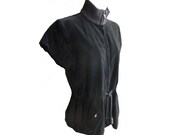 1970's DESIGNER Yves Saint Laurent military velvet top