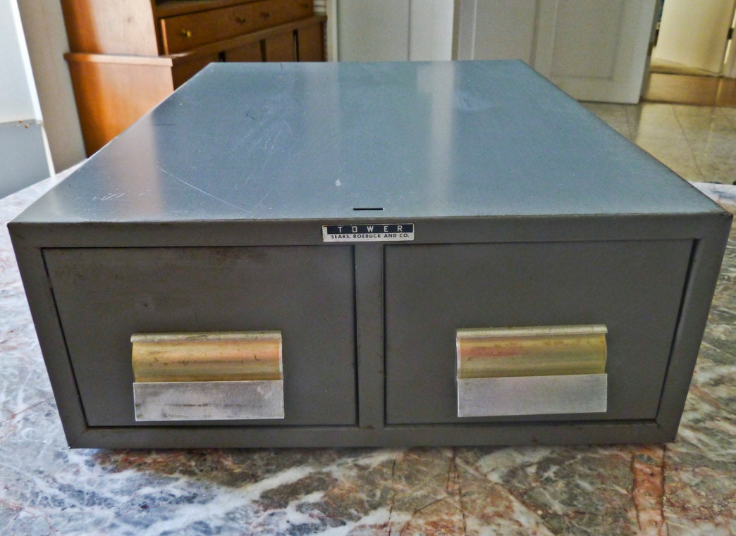 Vintage  Sears and Roebuck two drawer metal file box