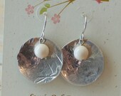 Silver Dome White Bead Earring
