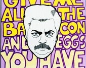 Ron Swanson - Give Me All The Bacon And Eggs - Miniature Painting - Parks and Rec