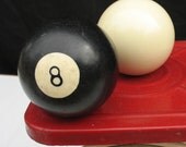 Vintage Eight Ball and Cue Ball - Pool Balls, Billiards Balls