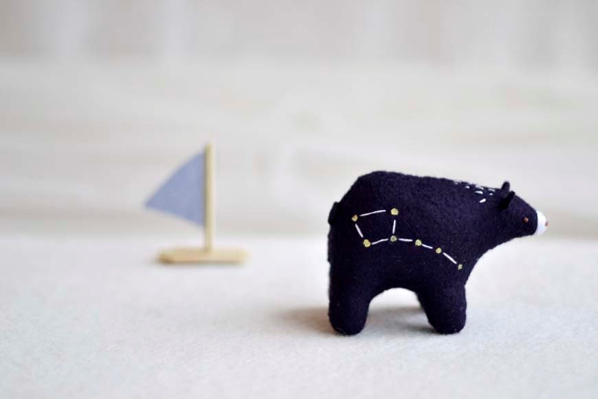 ursa cub - little dipper spirit bear -felt bear soft sculpture by royalmint