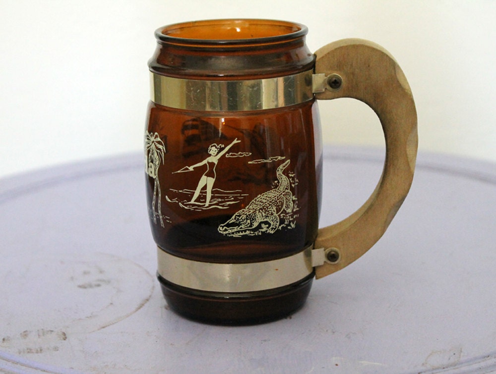 vintage siesta ware florida souvenir glass/mug 1950s