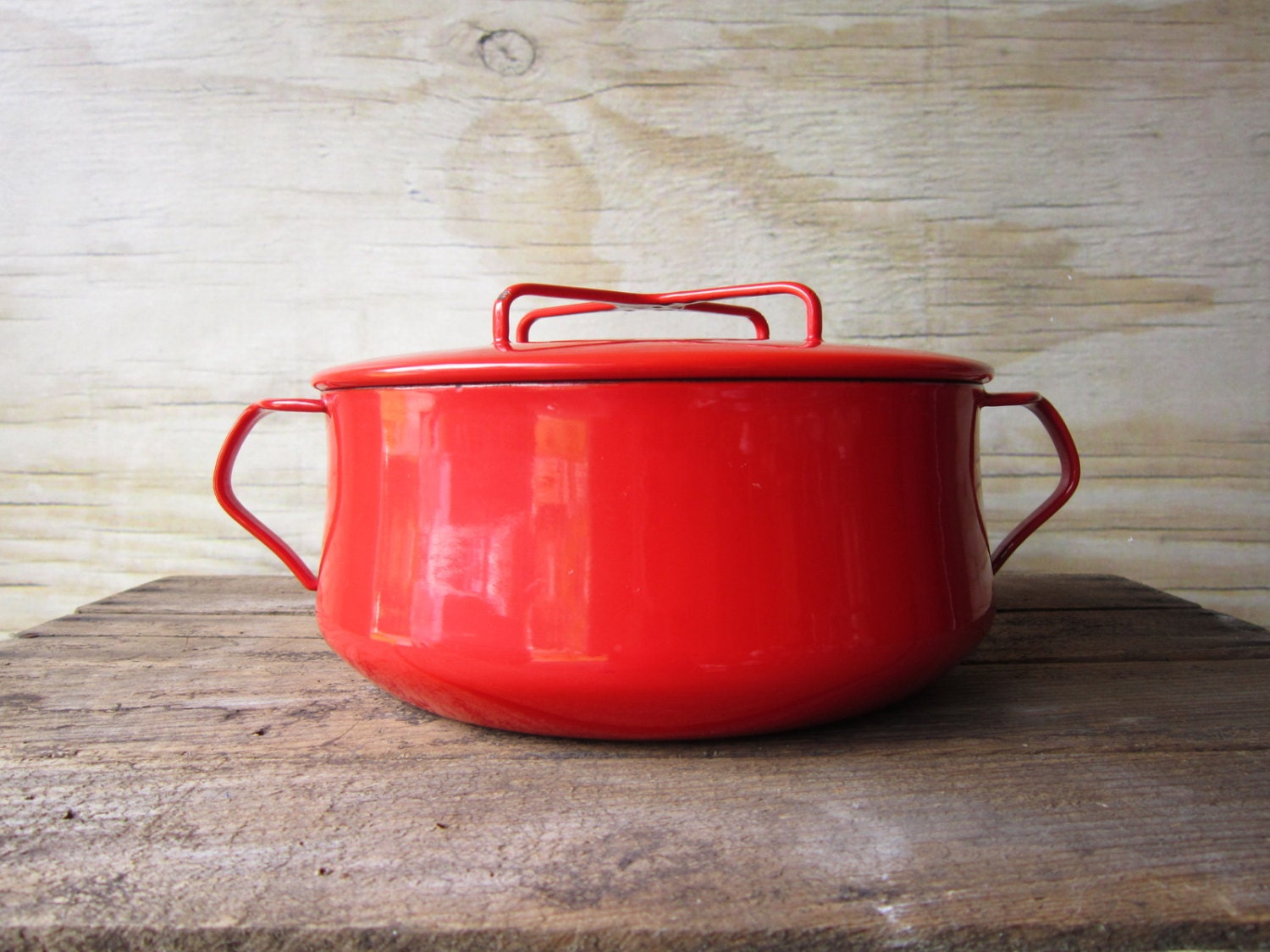 Vintage Dansk Kobenstyle Enamel Dutch Oven With Lid Dansk Denmark Red Pot