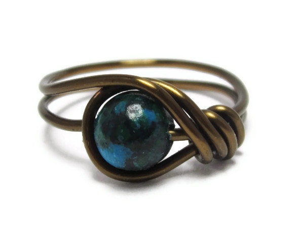 Gemstone Ring -  Green Jewelry -  Custom Size Wire Wrapped Rings
