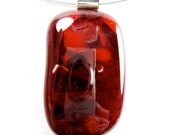 Red Recycled Glass Pendant Necklace with Magnetic Closure