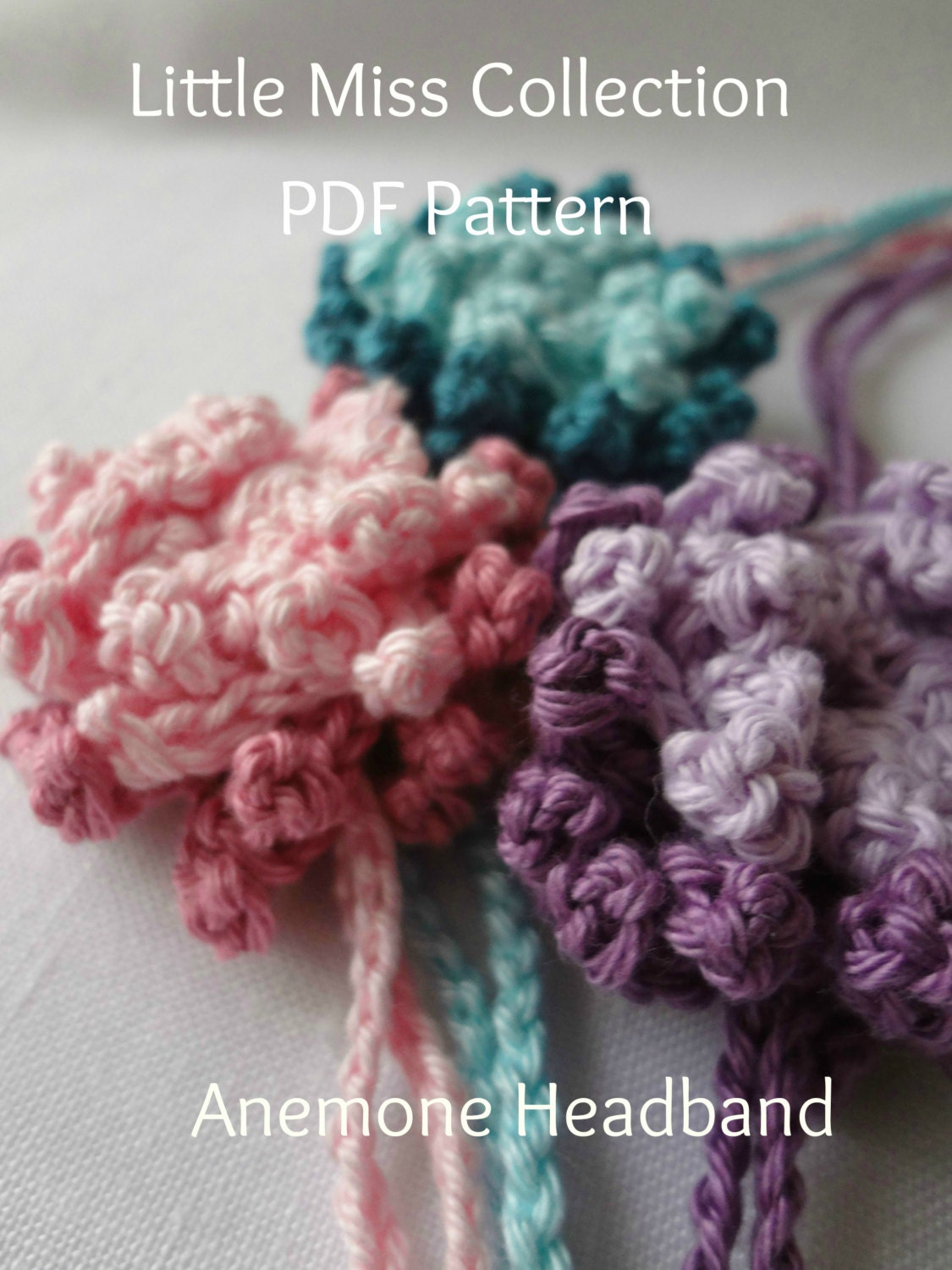 PDF Crochet Pattern -Crocheted Anemone Flower Headband - crocheted headpiece - instant download - sell what you make