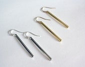 Modern Bar Earrings in Silver or Gold