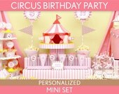 Circus Birthday Party Package Collection Set Mini Personalized Printable // Circus Pink - B14Pz1 Il_170x135