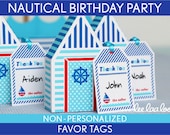 Nautical Birthday Party - Favor Tags & Bonus: Favor Box NonPersonalized Printable // Nautical - B23Nk