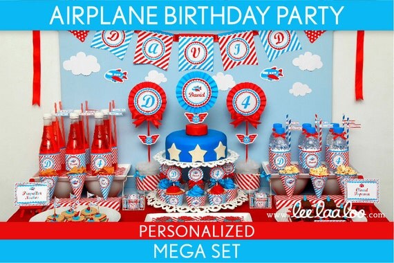 Airplane Birthday Party Package Collection Set Mega Personalized Printable // Airplane - B33Pz2 Il_570xn