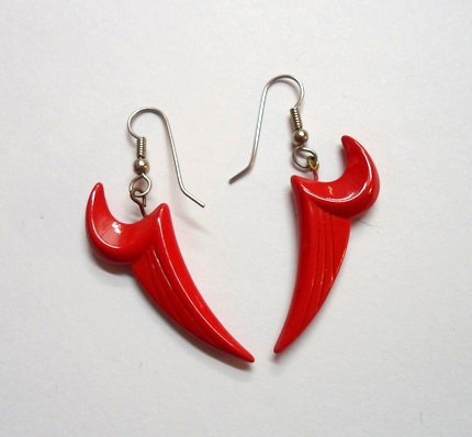 Red Plastic Pointy Earrings