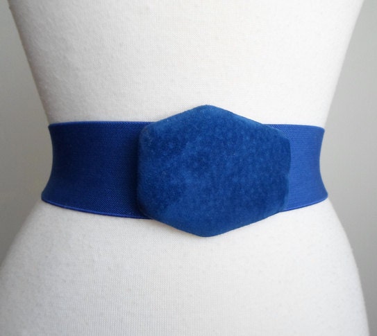 Bold Blue Stretchy Suede Vintage Belt