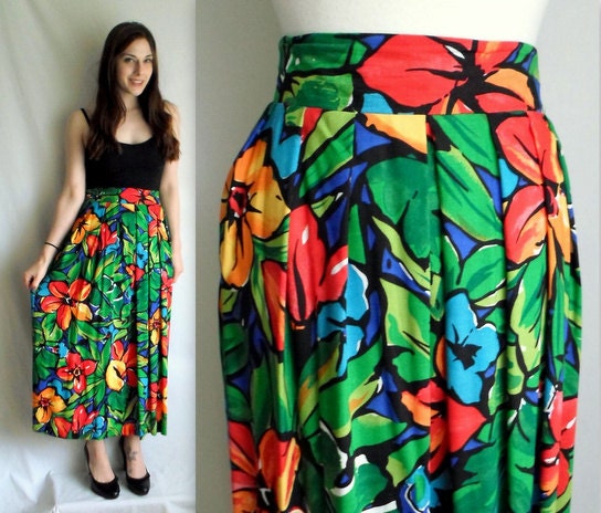 Tropcal Rainbow Floral Skirt